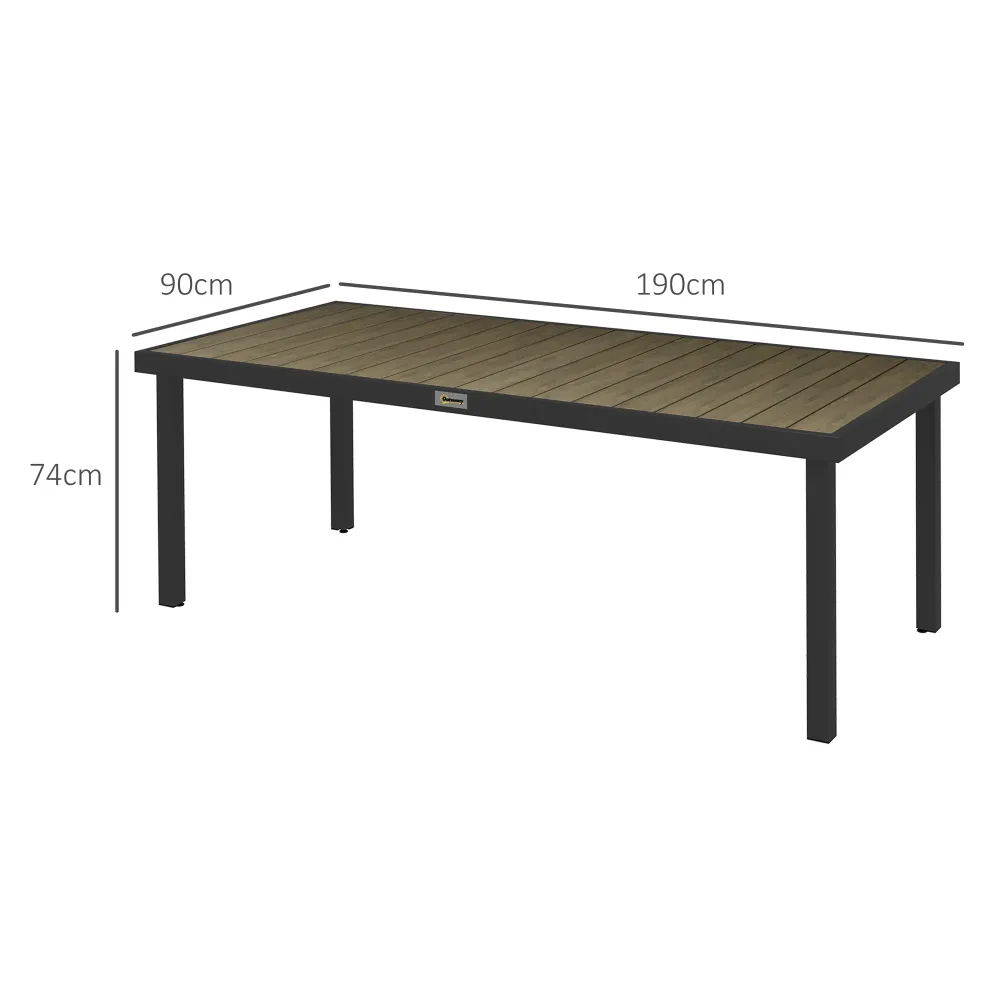 Nancy's Cogula Tuintafel - Terrastafel - Natuurlijk Hout / Zwart - ± 190 x 90 x 75 cm Aosom