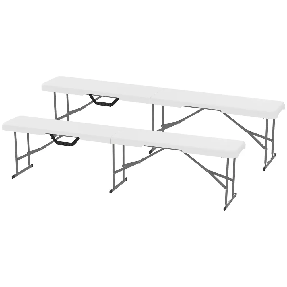 Nancy's Corsanico Campingbanken - Picknickbanken - Set van 2 - Opvouwbaar - Wit - ± 180 x 30 x 40 cm Aosom