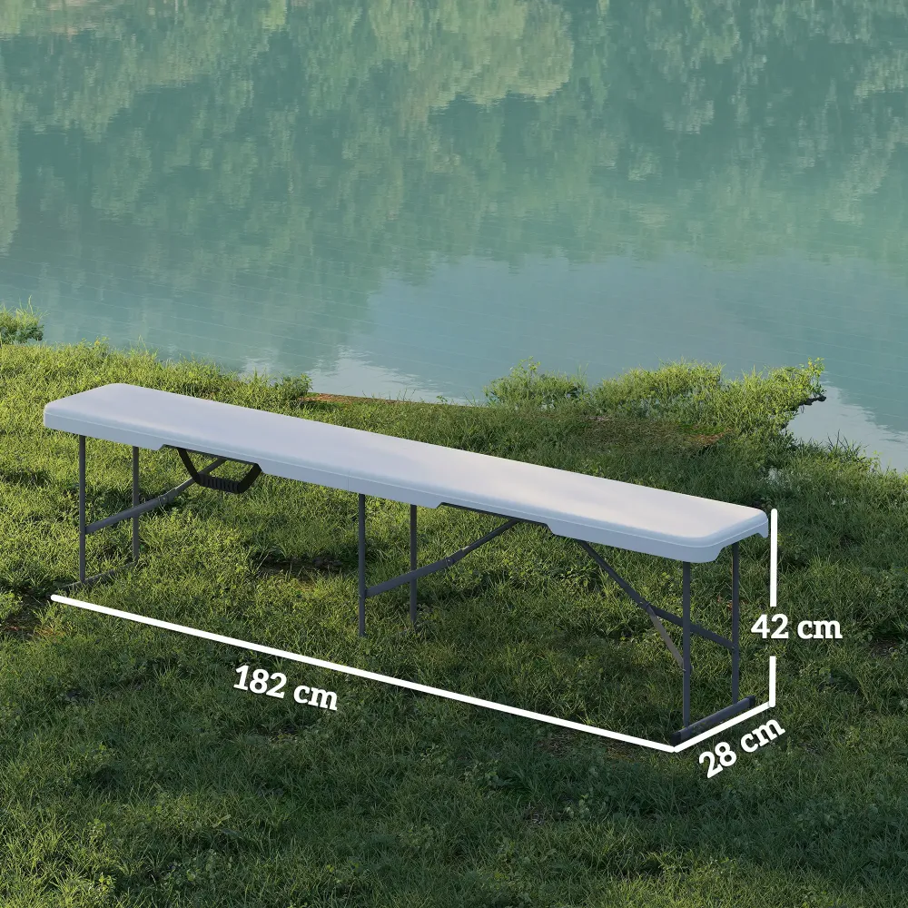 Nancy's Corsanico Campingbanken - Picknickbanken - Set van 2 - Opvouwbaar - Wit - ± 180 x 30 x 40 cm Aosom