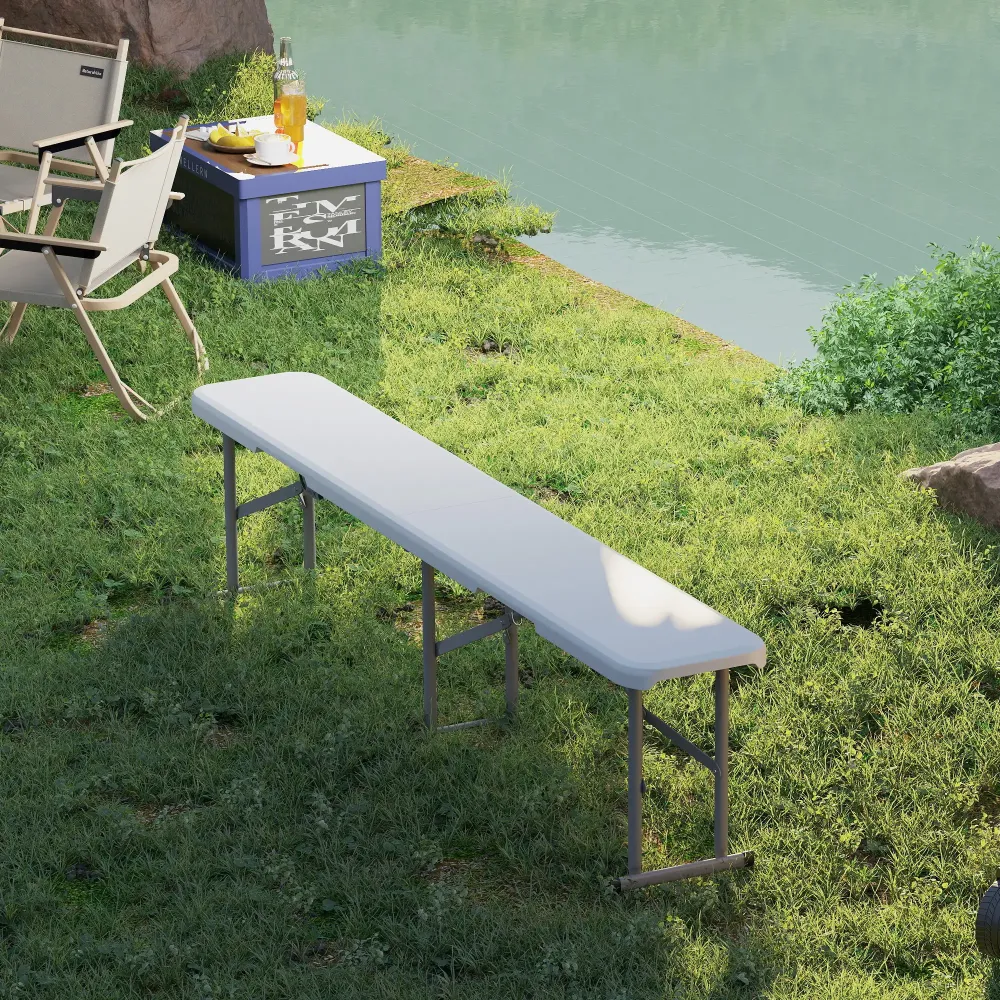 Nancy's Corsanico Campingbanken - Picknickbanken - Set van 2 - Opvouwbaar - Wit - ± 180 x 30 x 40 cm Aosom