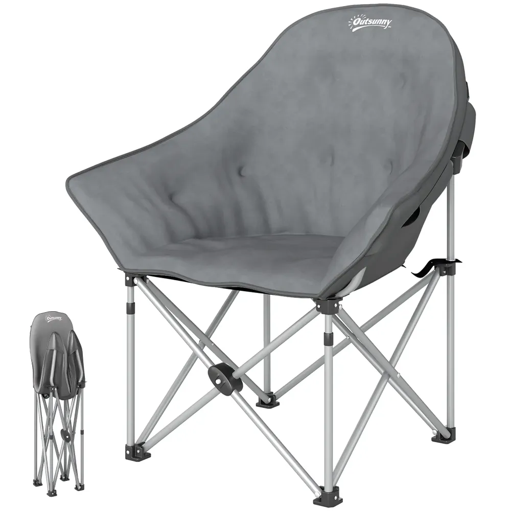 Nancy's Drena Campingstoel - Vouwstoel - Draagbaar - Grijs Aosom
