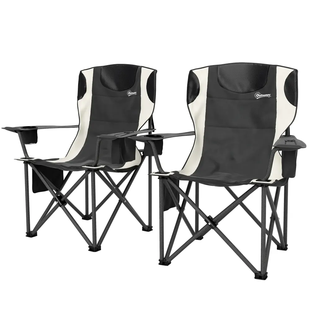 Nancy's Dresano Campingstoelen - Set van 2 - Vouwstoelen - Visstoel - Zwart Aosom