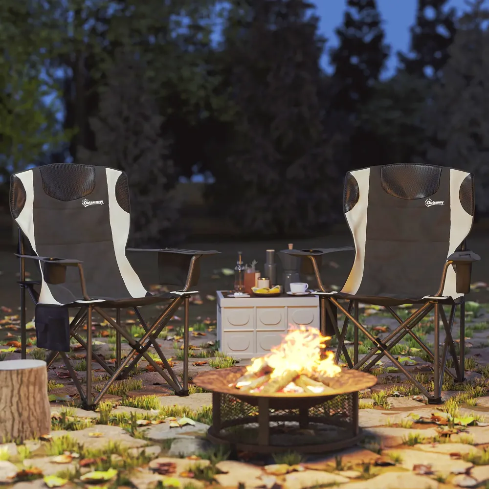 Nancy's Dresano Campingstoelen - Set van 2 - Vouwstoelen - Visstoel - Zwart Aosom