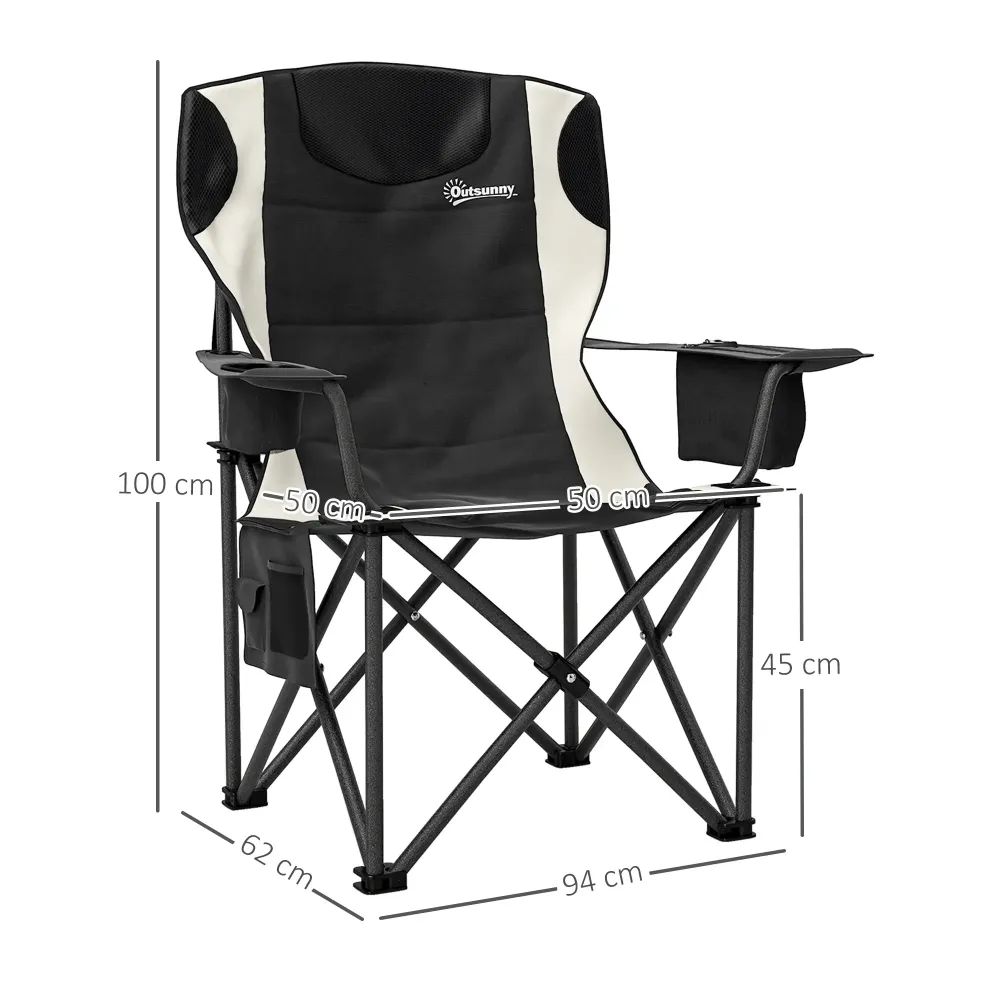 Nancy's Dresano Campingstoelen - Set van 2 - Vouwstoelen - Visstoel - Zwart Aosom