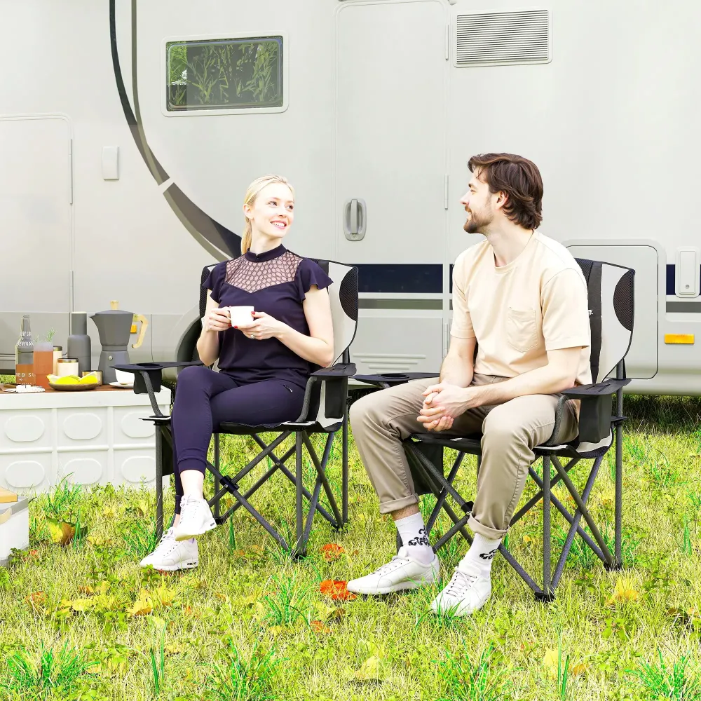 Nancy's Dresano Campingstoelen - Set van 2 - Vouwstoelen - Visstoel - Zwart Aosom