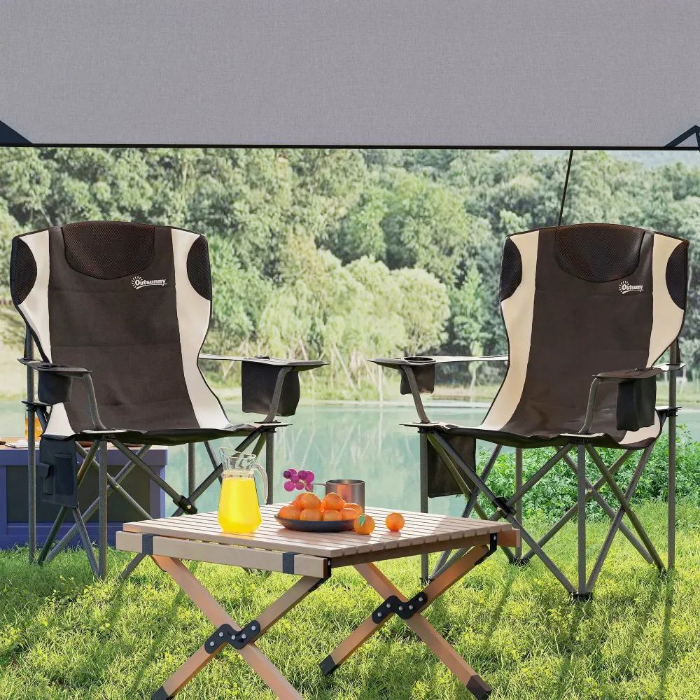 Nancy's Dresano Campingstoelen - Set van 2 - Vouwstoelen - Visstoel - Zwart Aosom