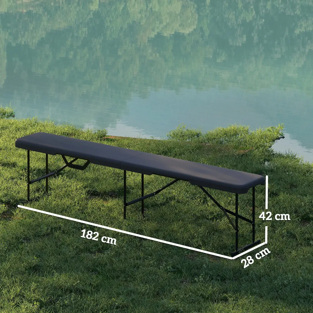 Nancy's Faver Picknickbank - Campingbank - Set van 2 - Zwart - ± 180 x 30 x 40 cm Aosom
