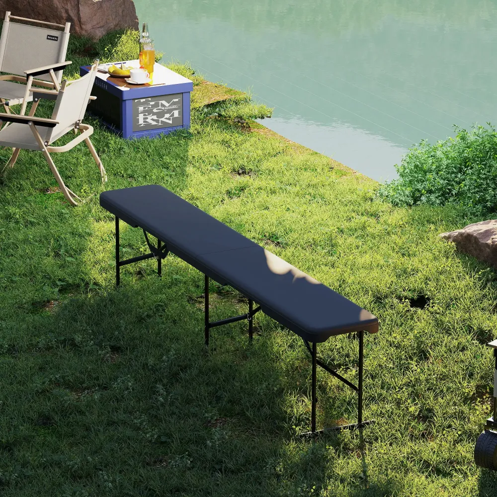 Nancy's Faver Picknickbank - Campingbank - Set van 2 - Zwart - ± 180 x 30 x 40 cm Aosom