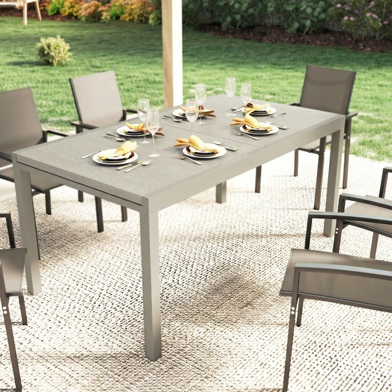 Nancy's Roddi Tuintafel - Uitschuifbare Buitentafel - Eettafel voor 8-10 Personen - Houtlook - Grijs - Aluminium / Staal -...