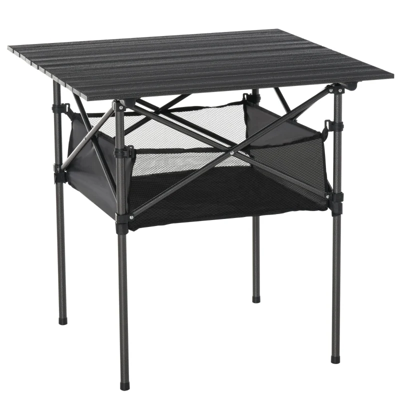 Nancy's Toledo Picknicktafel - Campingtafel - 2--1 - Zwart - ± 70 x 70 x 70 cm Aosom