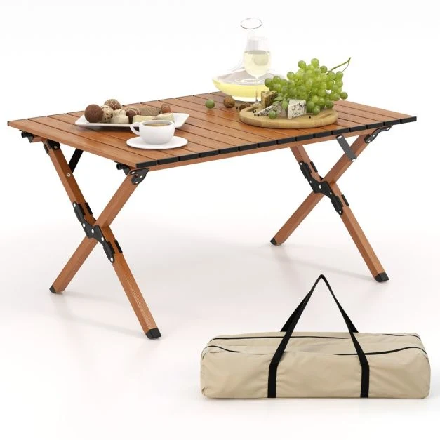 Nancy's Granja Campingtafel - Kampeertafel - Picknicktafel - Natuurlijk - ± 90 x 60 x 45 cm Costway