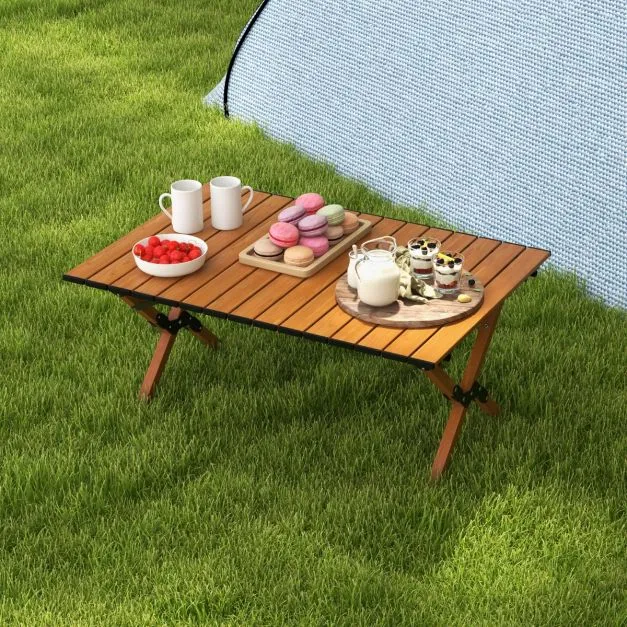 Nancy's Granja Campingtafel - Kampeertafel - Picknicktafel - Natuurlijk - ± 90 x 60 x 45 cm Costway