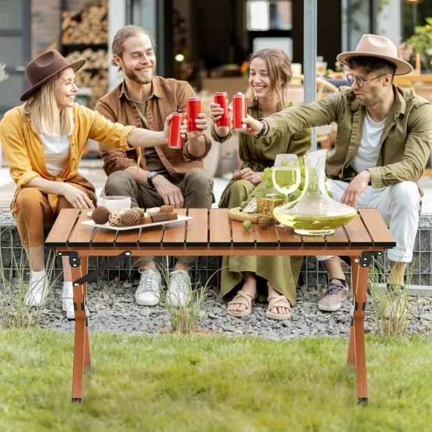 Nancy's Granja Campingtafel - Kampeertafel - Picknicktafel - Natuurlijk - ± 90 x 60 x 45 cm Costway