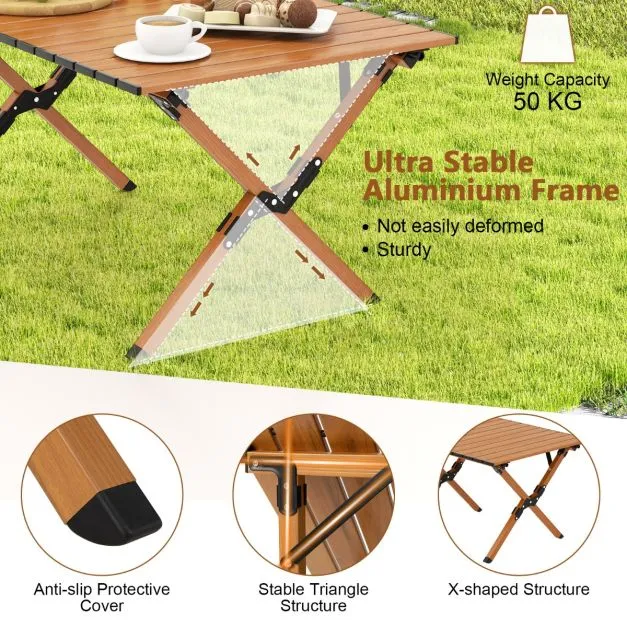 Nancy's Granja Campingtafel - Kampeertafel - Picknicktafel - Natuurlijk - ± 90 x 60 x 45 cm Costway