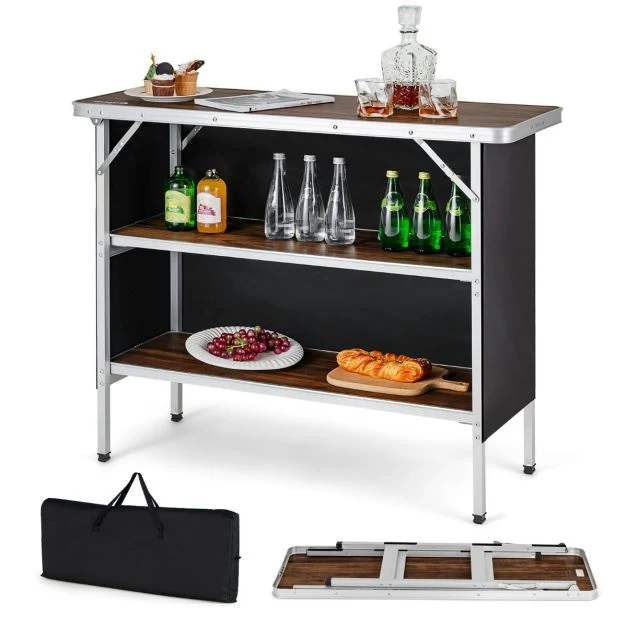Nancy's Runa Campingtafel - Kampeertafel - Opvouwbaar - Koffie / Zwart - ± 110 x 40 x 90 cm Costway