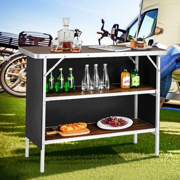 Nancy's Runa Campingtafel - Kampeertafel - Opvouwbaar - Koffie / Zwart - ± 110 x 40 x 90 cm Costway