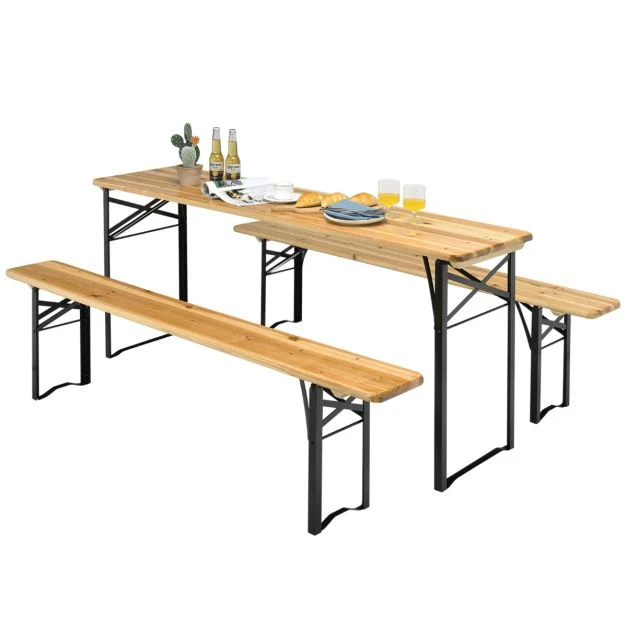 Nancy's Terrenho Biertafel - Campingtafel - Picknicktafel - Kampeertafel - Hout - ± 180 x 50 x 80 cm Costway