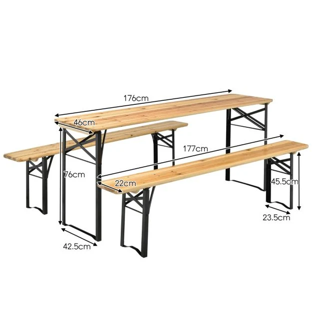 Nancy's Terrenho Biertafel - Campingtafel - Picknicktafel - Kampeertafel - Hout - ± 180 x 50 x 80 cm Costway