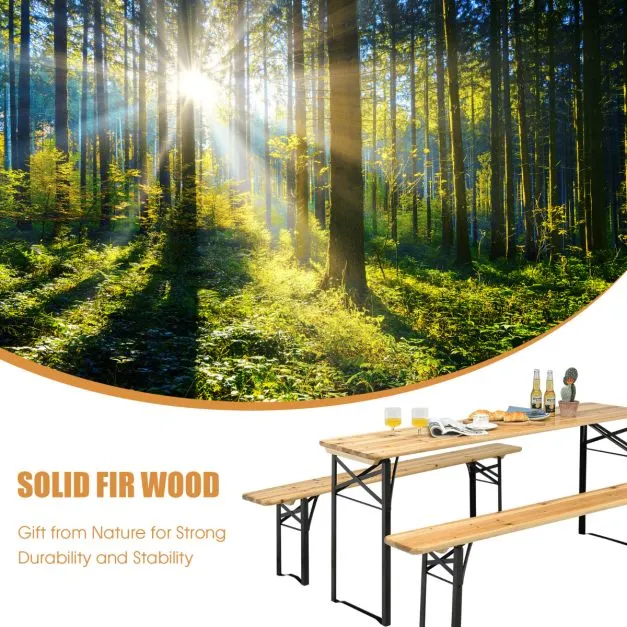 Nancy's Terrenho Biertafel - Campingtafel - Picknicktafel - Kampeertafel - Hout - ± 180 x 50 x 80 cm Costway