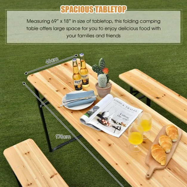 Nancy's Terrenho Biertafel - Campingtafel - Picknicktafel - Kampeertafel - Hout - ± 180 x 50 x 80 cm Costway