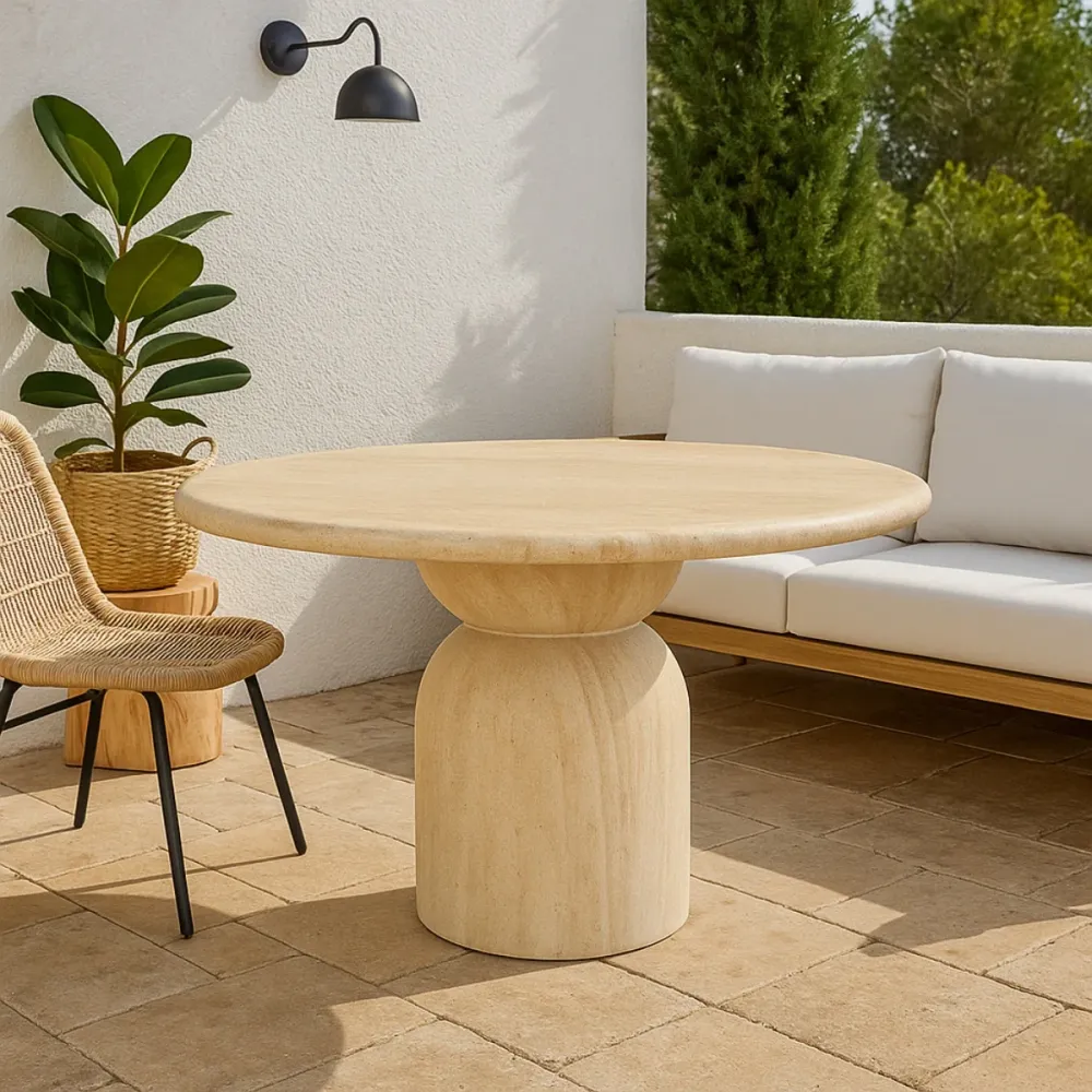 DÉJA Living Tuintafel Djurö - Travertin - Rond - 130x130x76cm