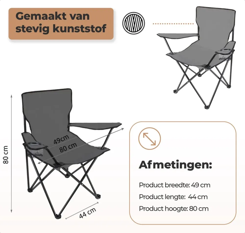 EASTWALL Campingstoel opvouwbaar Grijs Eastline International B.V.