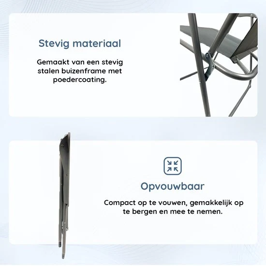 EASTWALL Opvouwbare Kampeerstoel - Campingstoel - Klapstoel - Visstoel - Grijs Eastline International B.V.