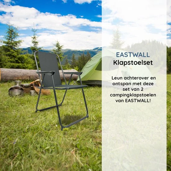 EASTWALL Opvouwbare Kampeerstoel - Campingstoel - Klapstoel - Visstoel - Grijs Eastline International B.V.