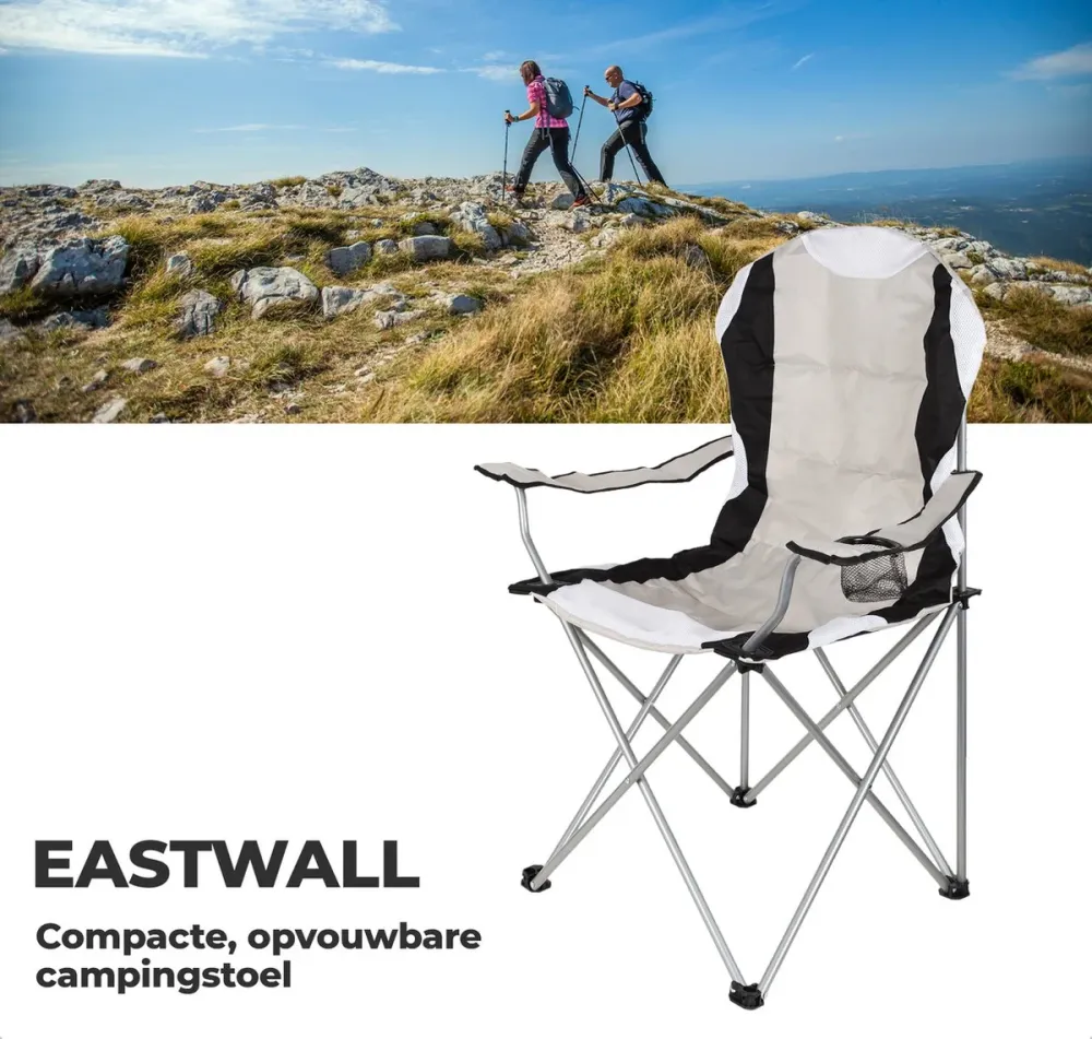 EASTWALL Opvouwbare luxe campingstoel Grijs Eastline International B.V.