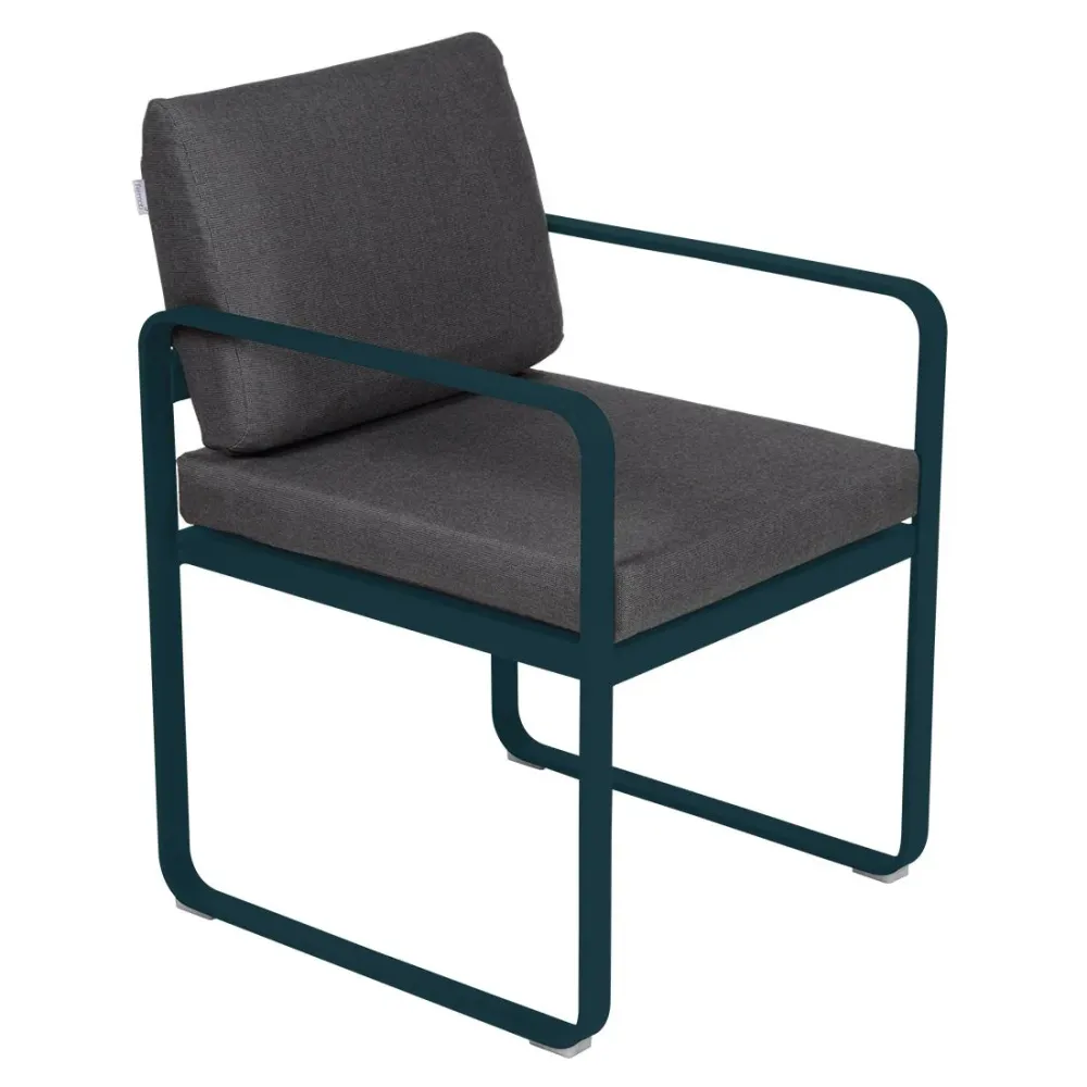 Fermob Bellevie dining armchair tuinstoel Acapulco blue - Graphite