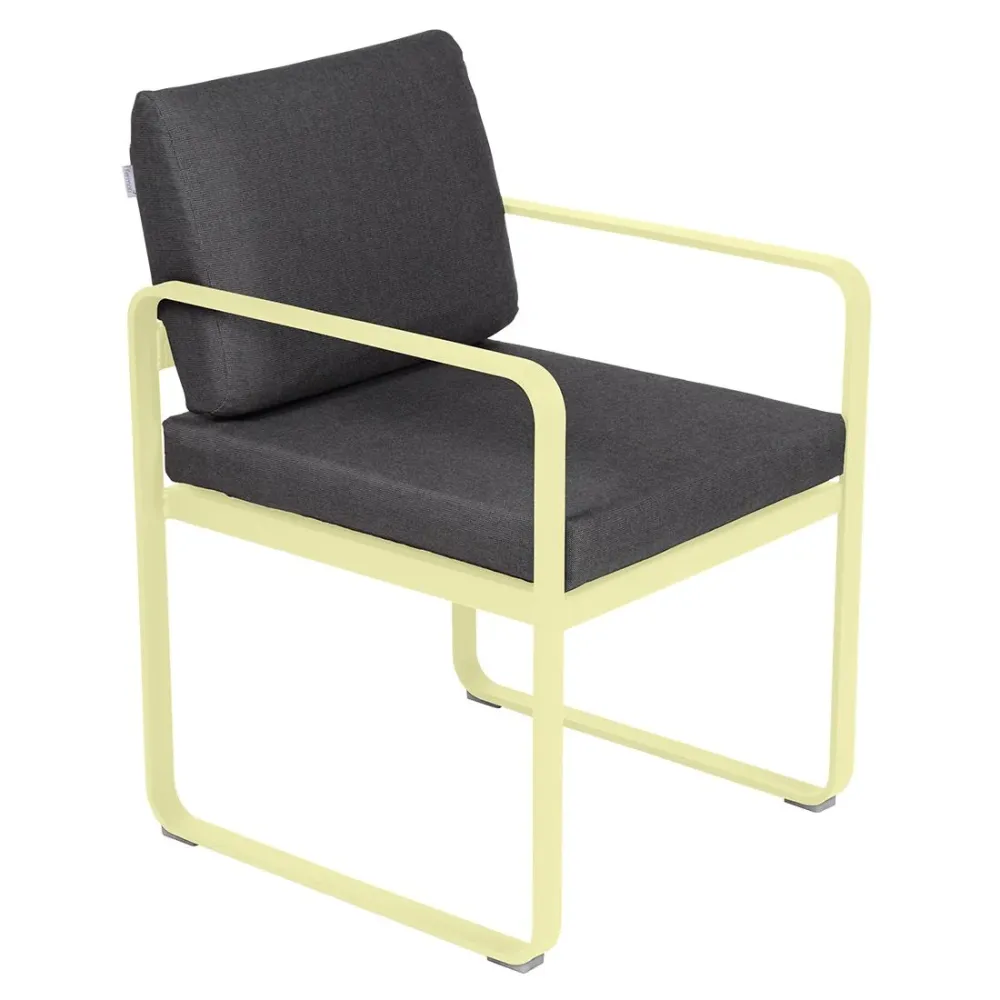 Fermob Bellevie dining armchair tuinstoel Frosted lemon - Graphite