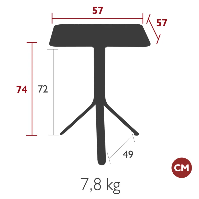 Inklapbare tafel Rest'o | 57 x 57 | 25 kleuren | Fermob