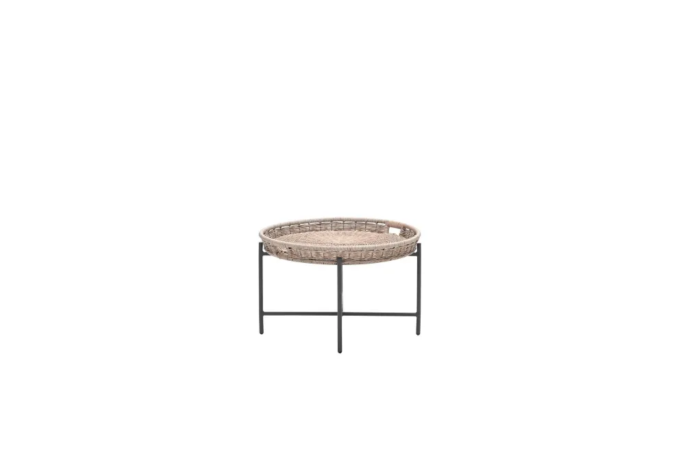 Benidorm bijzettafel - diameter 70xH40 cm - c. black - natural Garden Impressions