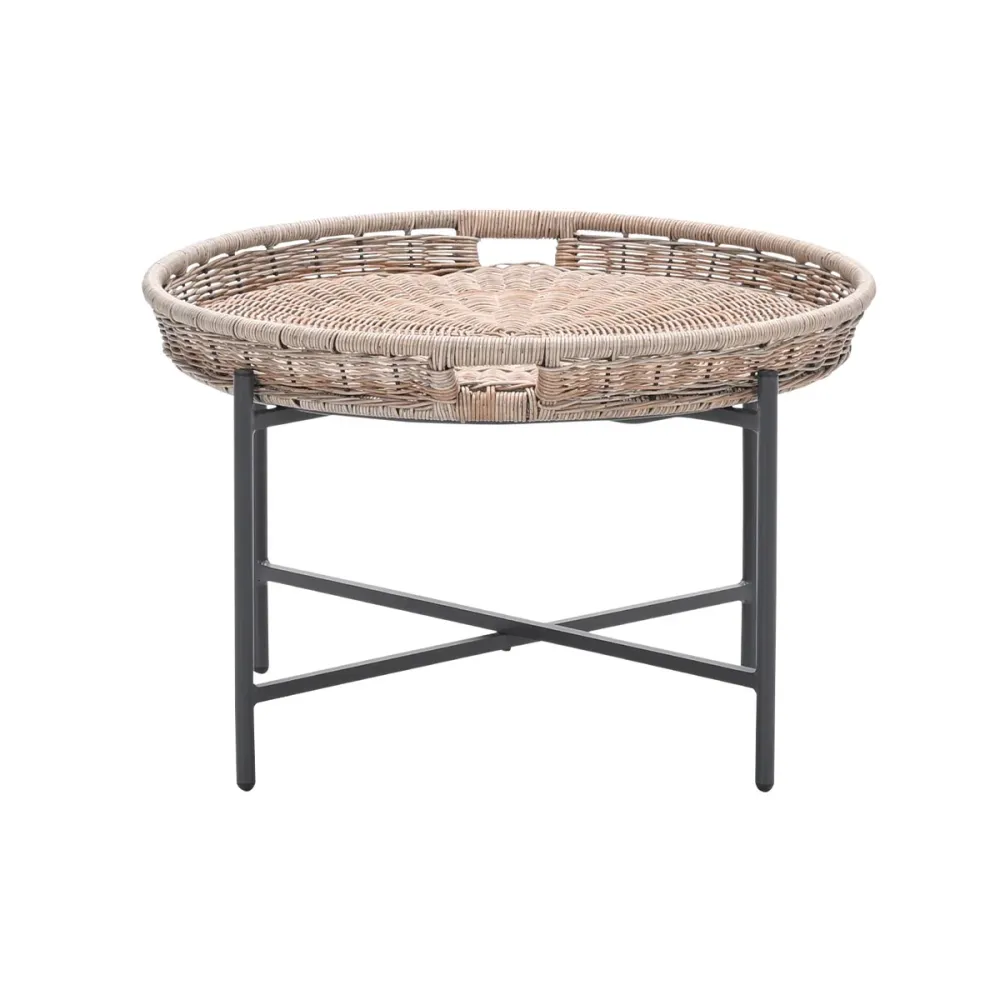 Benidorm bijzettafel - diameter 70xH40 cm - c. black - natural Garden Impressions