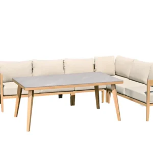 Carrara lounge-diningset - 5-dlg. - light teaklook - sand – Centostone Garden Impressions