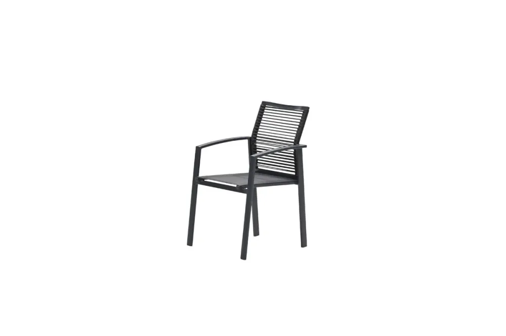 Cosmo dining fauteuil - rope donkergrijs - gevuld textileen Garden Impressions