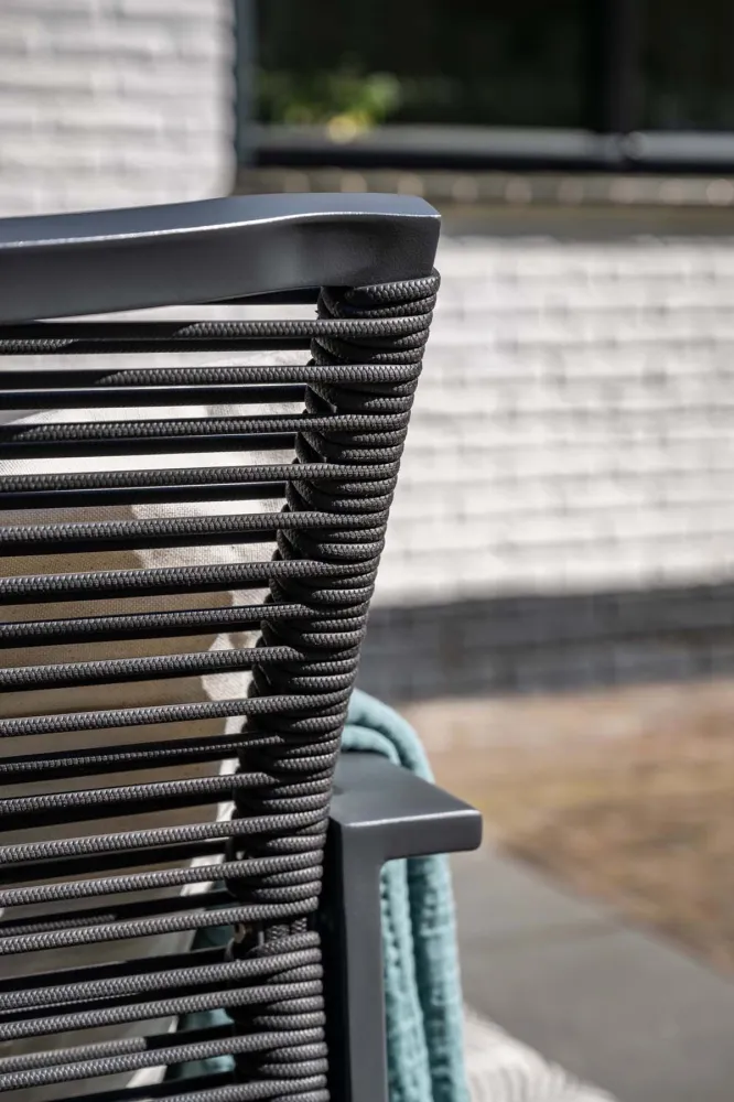 Cosmo dining fauteuil - rope donkergrijs - gevuld textileen Garden Impressions