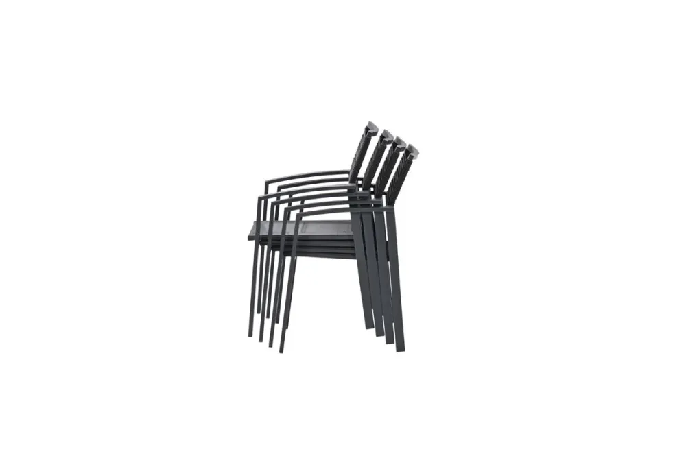 Cosmo dining fauteuil - rope donkergrijs - gevuld textileen Garden Impressions