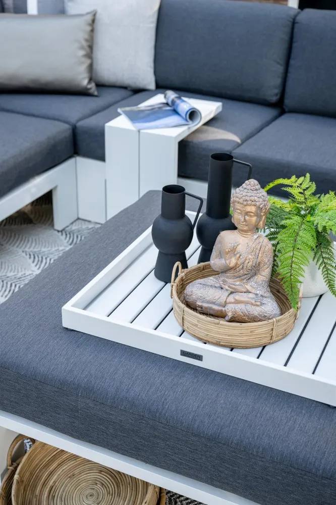 Cube lounge tafel - 100x100 cm - mat wit - reflex black Garden Impressions