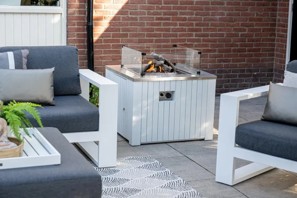Cube lounge tafel - 100x100 cm - mat wit - reflex black Garden Impressions