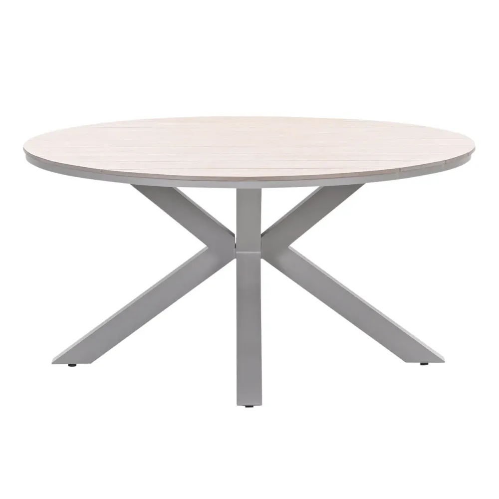 Edison tafel rond - 148 cm - taupe - light teak Vironwood Garden Impressions