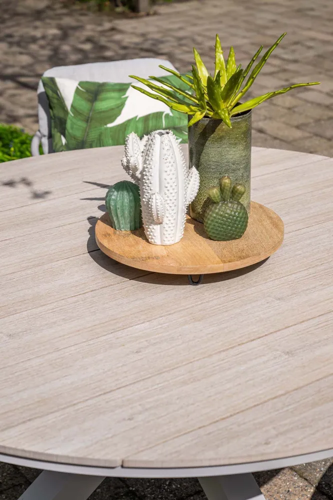 Edison tafel rond - 148 cm - taupe - light teak Vironwood Garden Impressions
