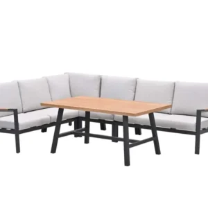 Elati lounge-dining hoekset-5-delig-c.black - sand - light teaklook Garden Impressions