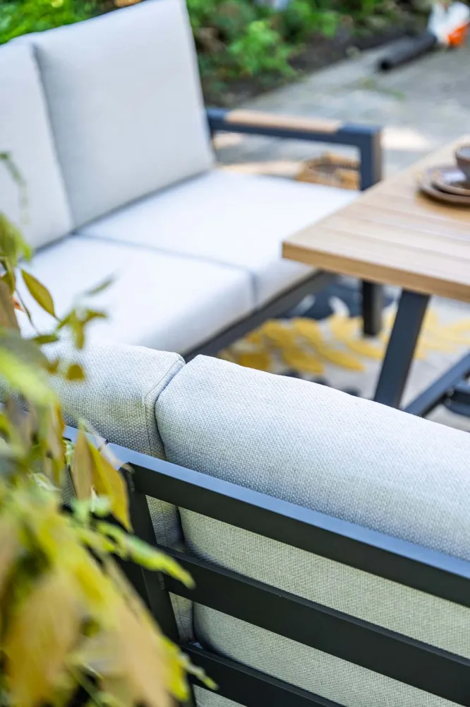 Elati lounge-dining hoekset-5-delig-c.black - sand - light teaklook Garden Impressions