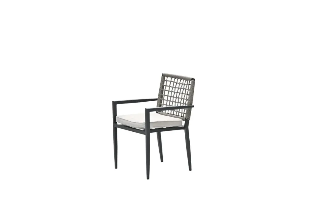 Florance dining fauteuil - carbon black - rope taupe - desert sand Garden Impressions