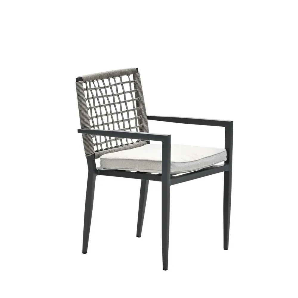 Florance dining fauteuil - carbon black - rope taupe - desert sand Garden Impressions