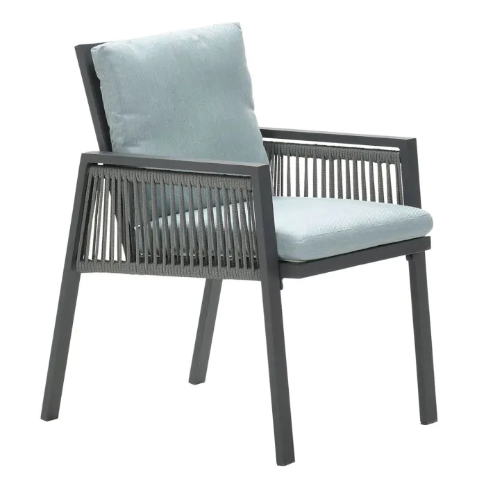 Garden Impressions Andrea dining fauteuil - carbon black - rope donker grijs - mint grey