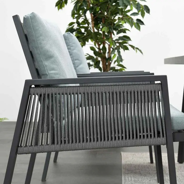 Garden Impressions Andrea dining fauteuil - carbon black - rope donker grijs - mint grey