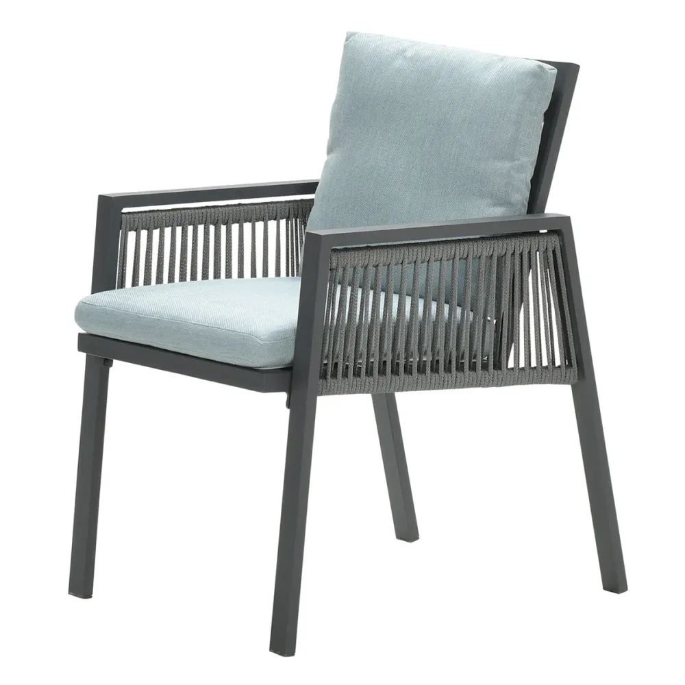 Garden Impressions Andrea dining fauteuil - carbon black - rope donker grijs - mint grey