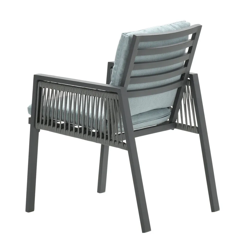 Garden Impressions Andrea dining fauteuil - carbon black - rope donker grijs - mint grey